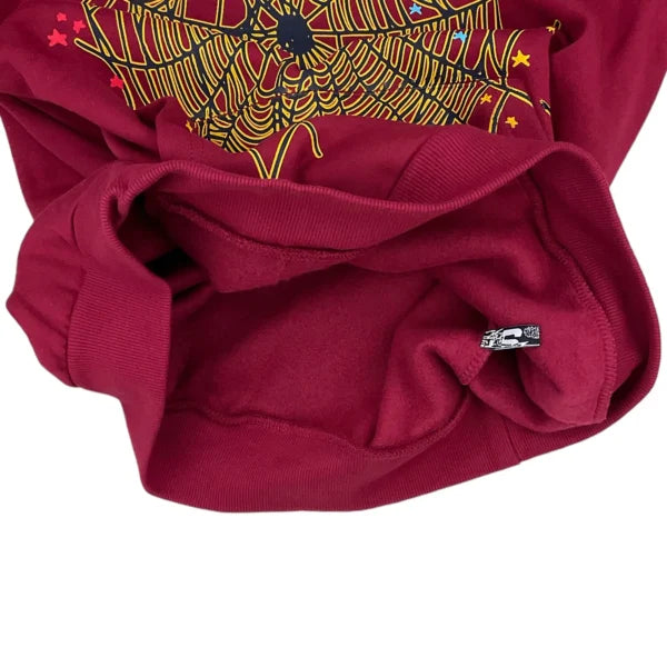 Sp5der Logo Hoodie Maroon
